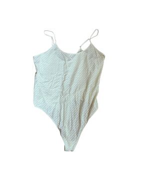 Skims 4X Logo Mesh Cami Bodysuit Bone NWT